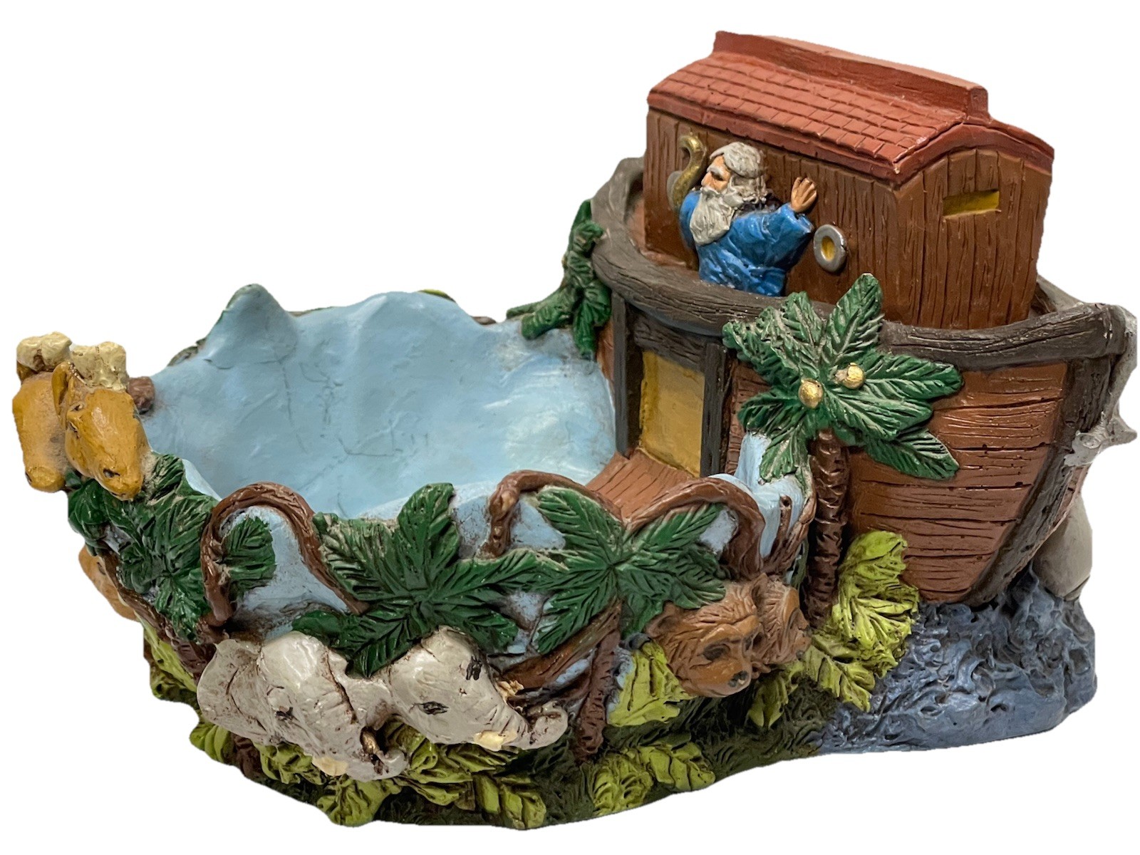 Vtg NOAH’S ARK Table Decoration Candy Dish Figure Christian Decor RARE Detailed
