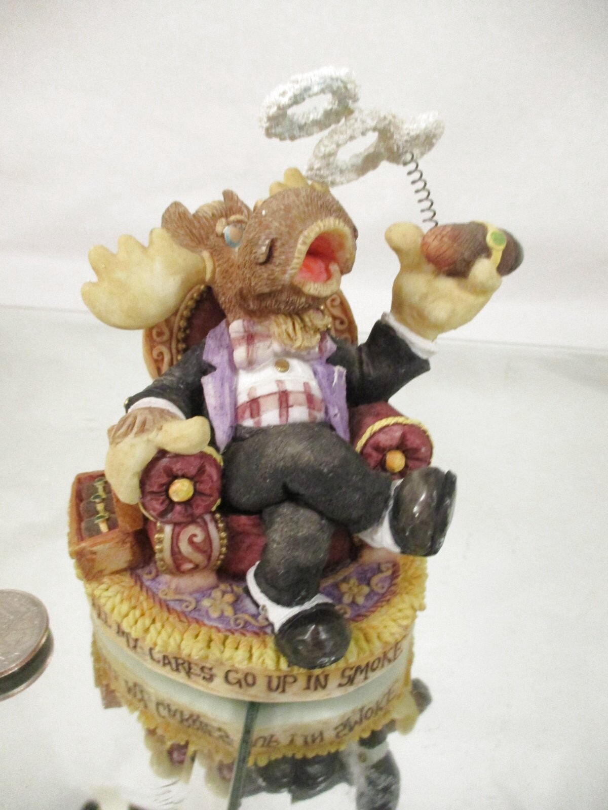 1997 Enesco Moose Creek Crossing Figurine Cigar Smoking Smoke Rings David Olsen
