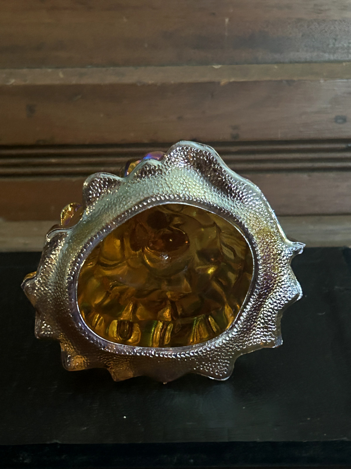 Vintage Wheaton Iridescent Marigold Girl Belle Carnival Glass Victorian Woman