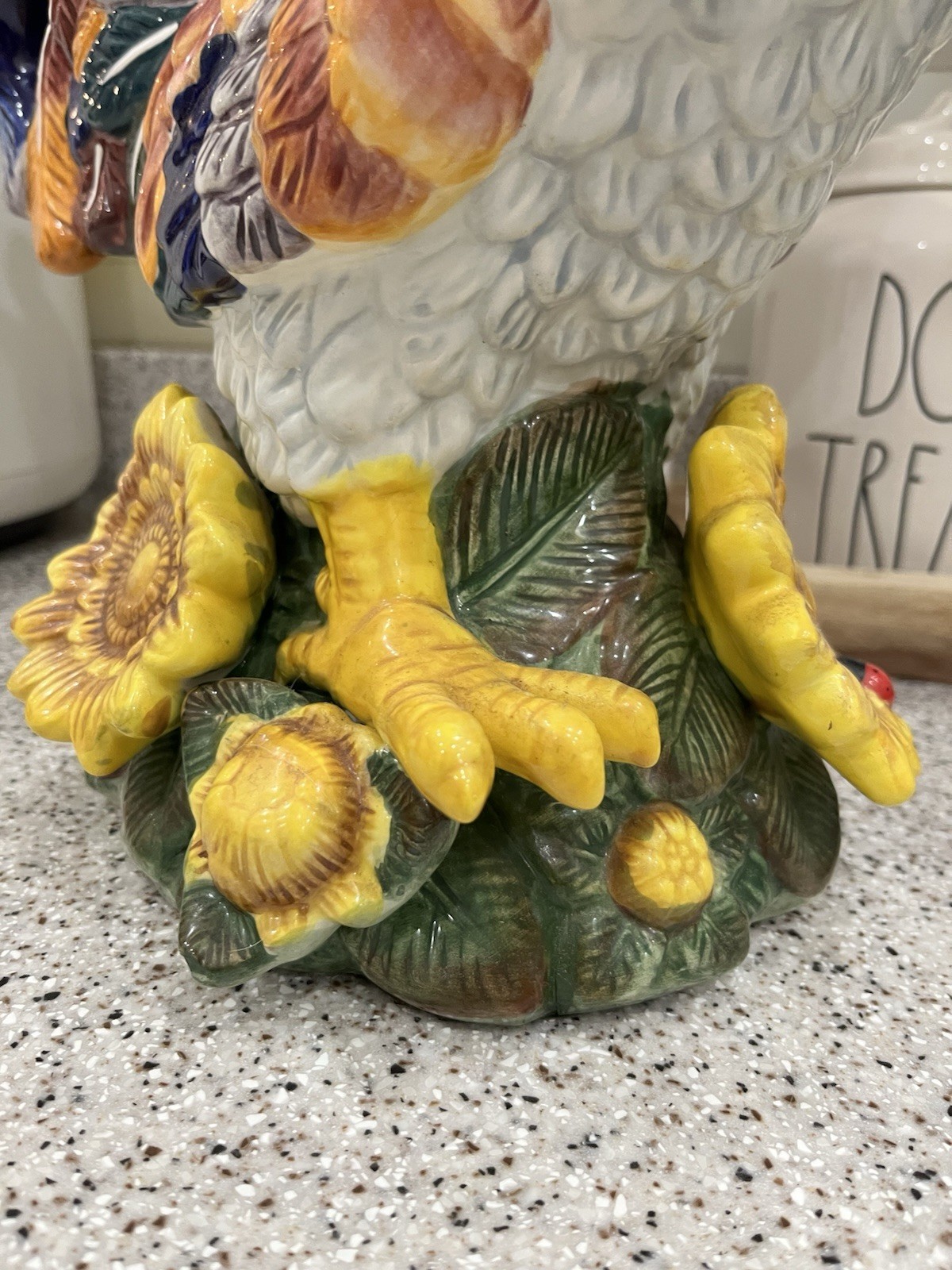 ROOSTER Large Ceramic Colorful Sunflowers 17 Inches Tall Figurine GORGEOUS