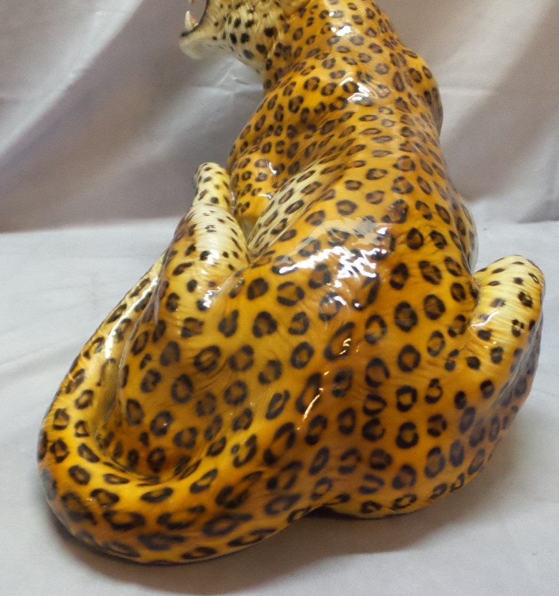 GIOVANNI RONZAN Porcelain Leopard Figurine 20″ Italy MCM – READ DESCRIPTION