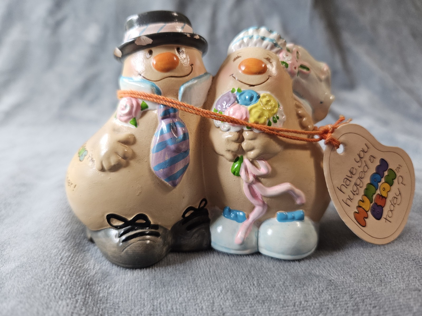 Vintage 1981 80s Enesco Human Beans Bride Groom Wedding Couple Bridal Figure