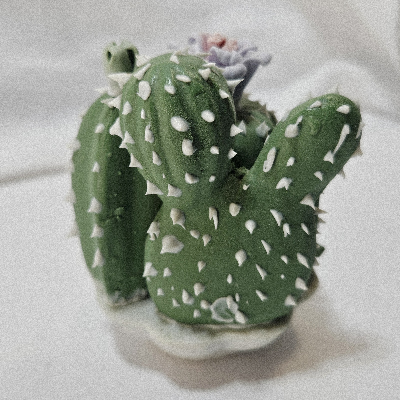 Flowering Cactus Figurine Set 2 Small Southwest Desert Succulent Garden Decor