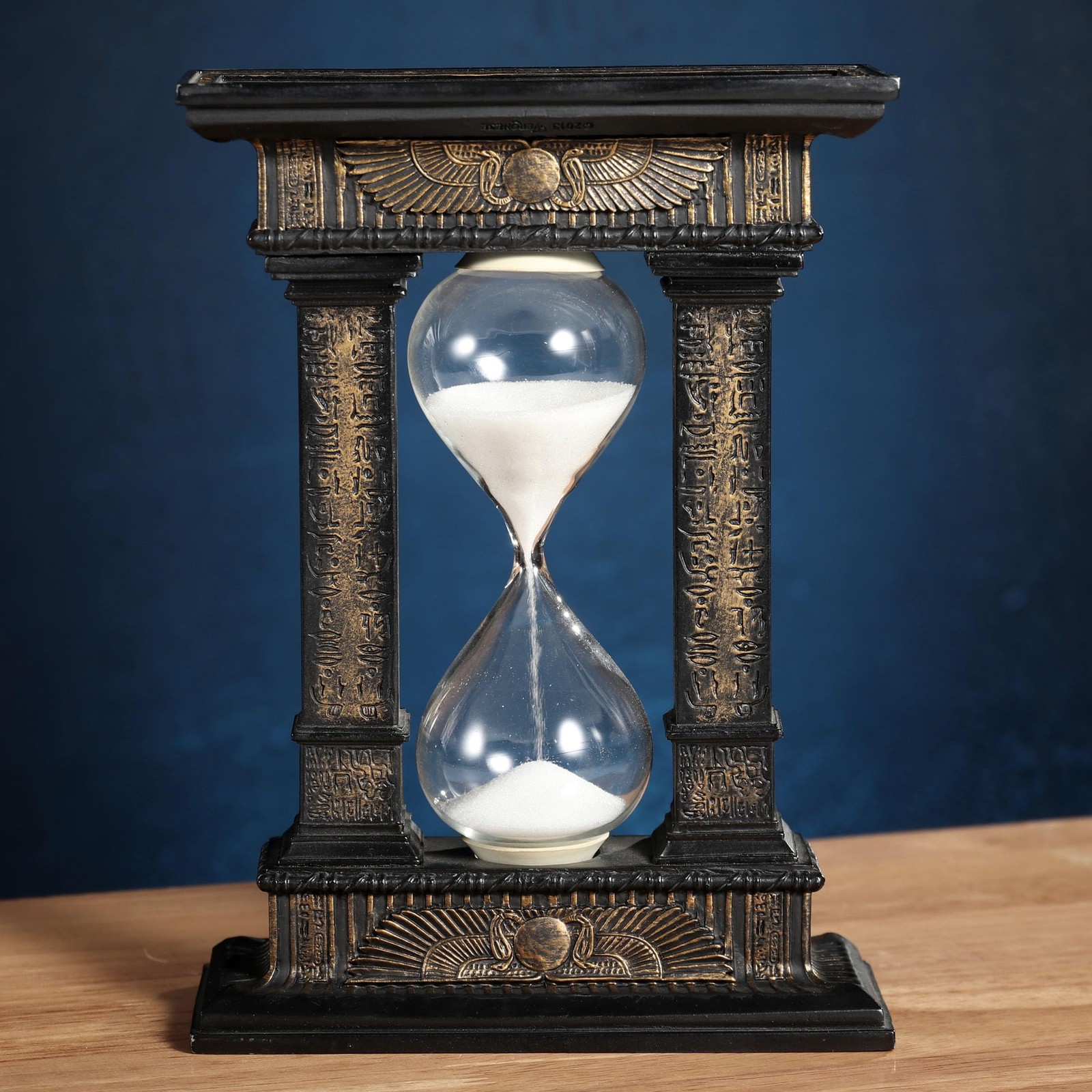 Veronese 7.1″ Egyptian Winged Sun Columns Resin Sand Timer, 5-Minute