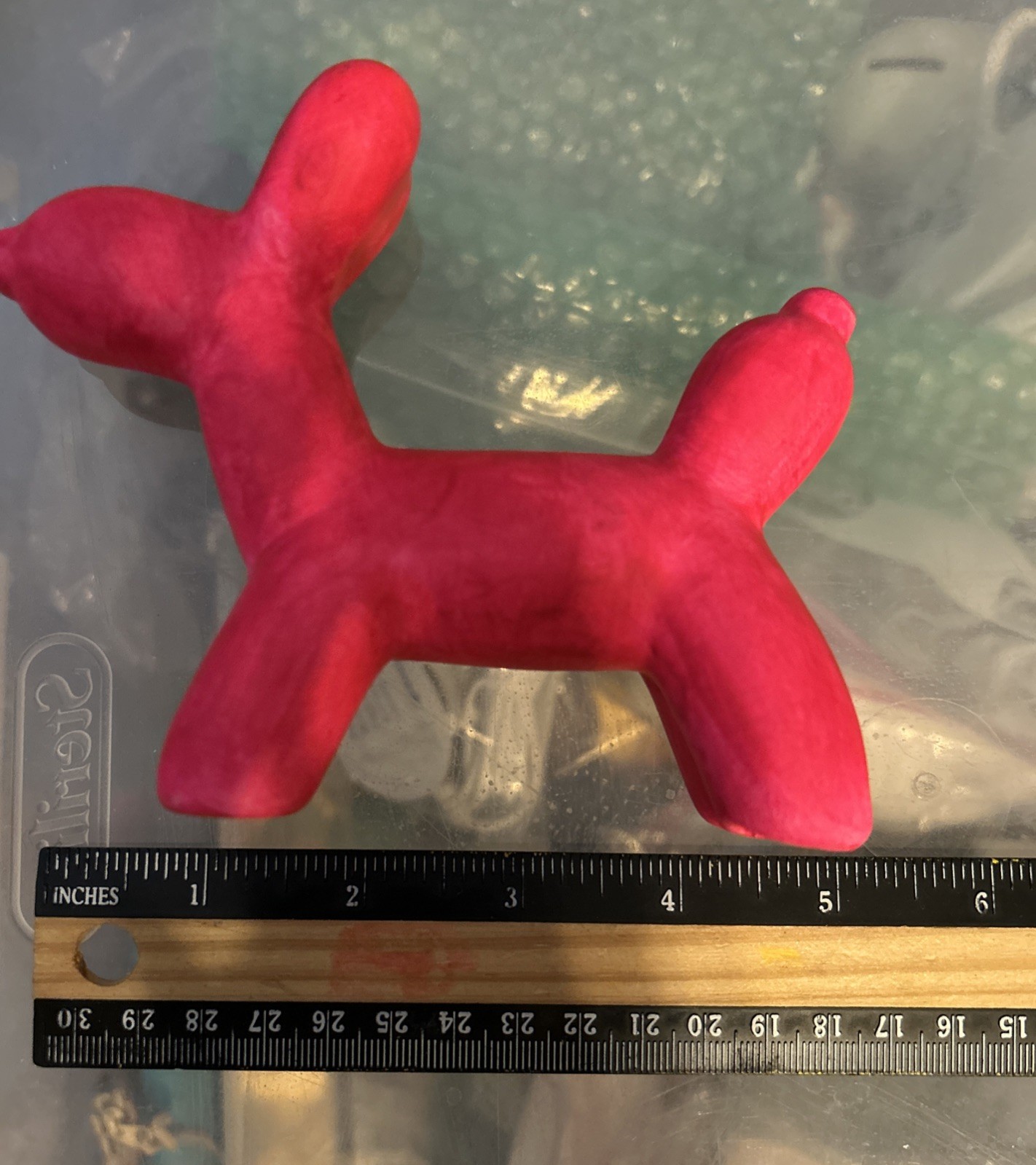 Hot pink ceramic animal balloon dog puppy poodle 4.5”x 5.5”