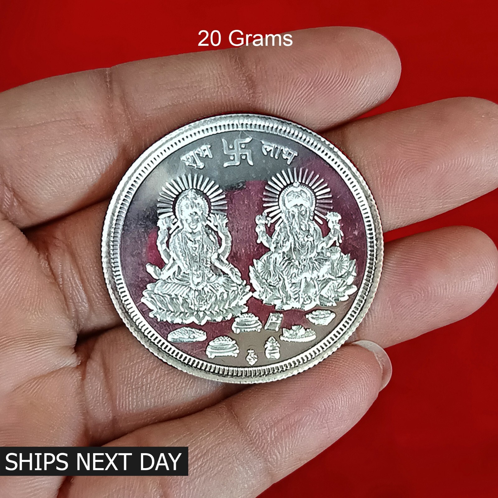 99.90% Pure Silver Lakshmi Ganesh Coin 5gram, 10gram, 20gram, 50gram, 100gram