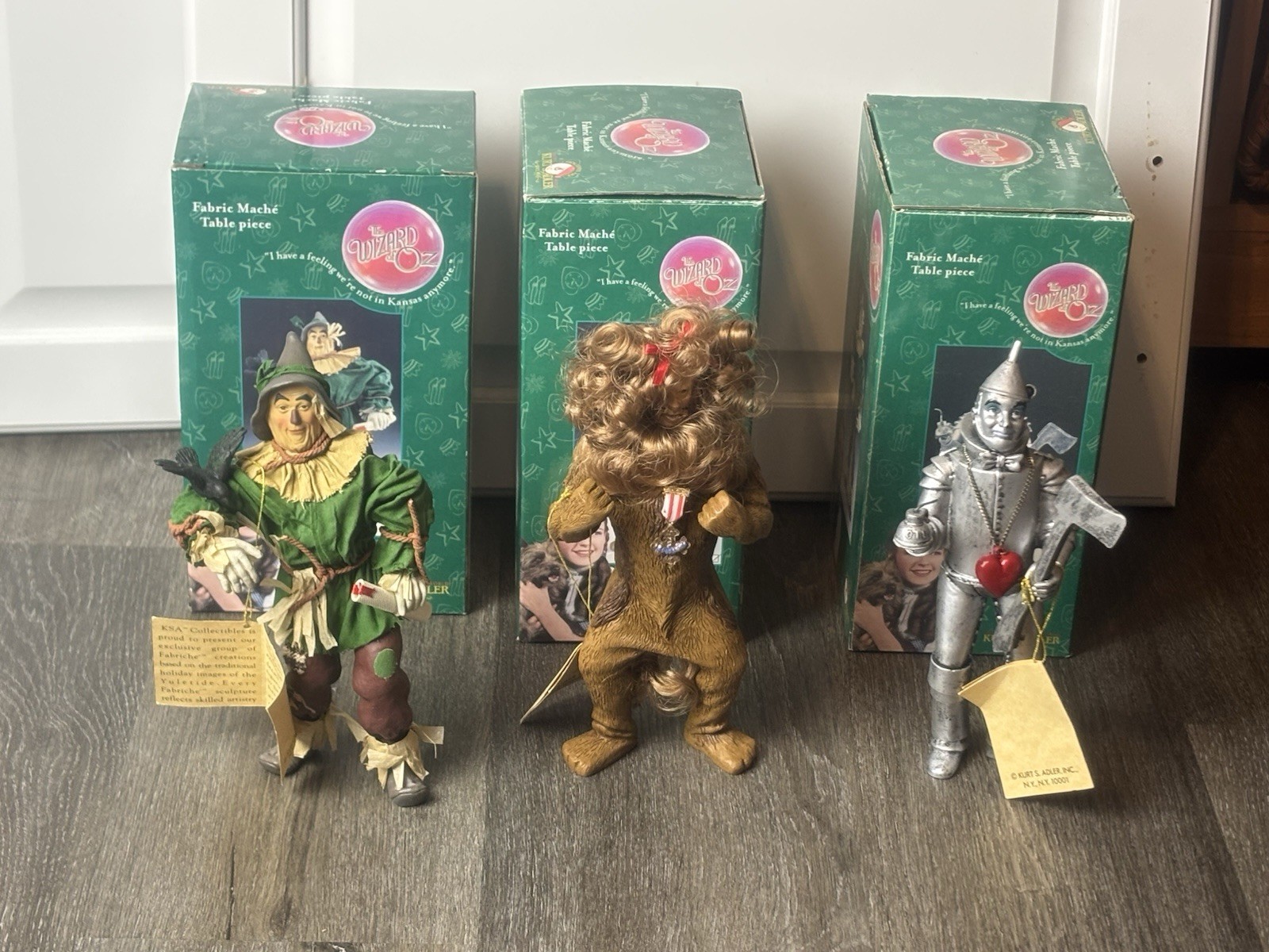 Kurt S Adler Wizard of Oz Fabriche Figures Set Of 3 Tin Man Lion Scarecrow