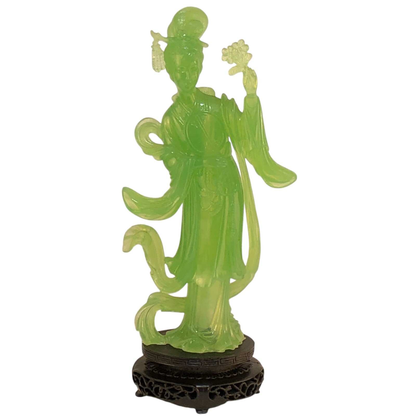 10″ Green Woman – Flowers & Fan