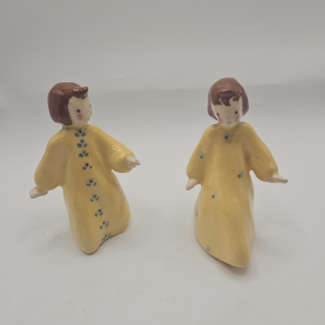 Two Vintage Yellow Angel Figures 3.5 Inches Tall