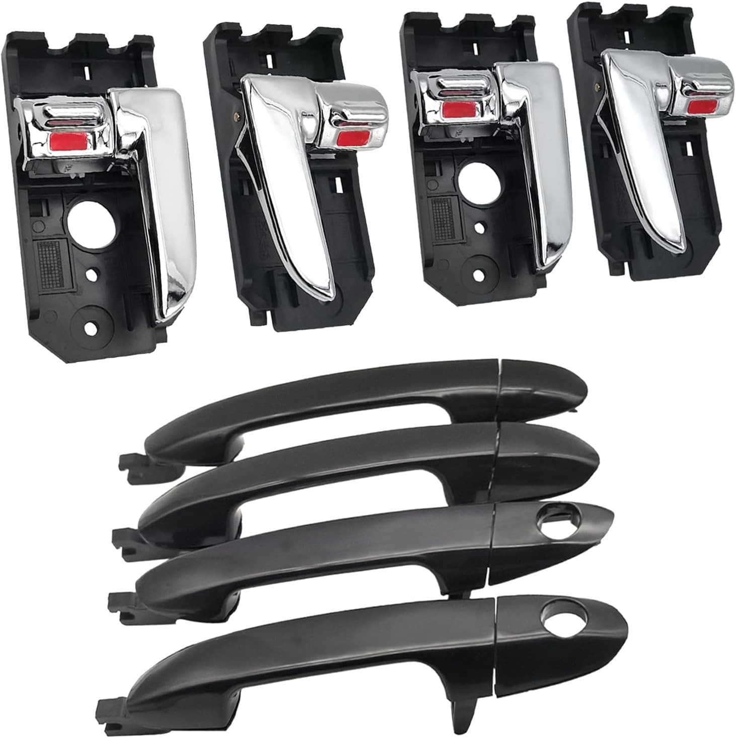 Set of 8 Interior & Exterior Door Handles Compatible with 2004-2009 Kia Spectra
