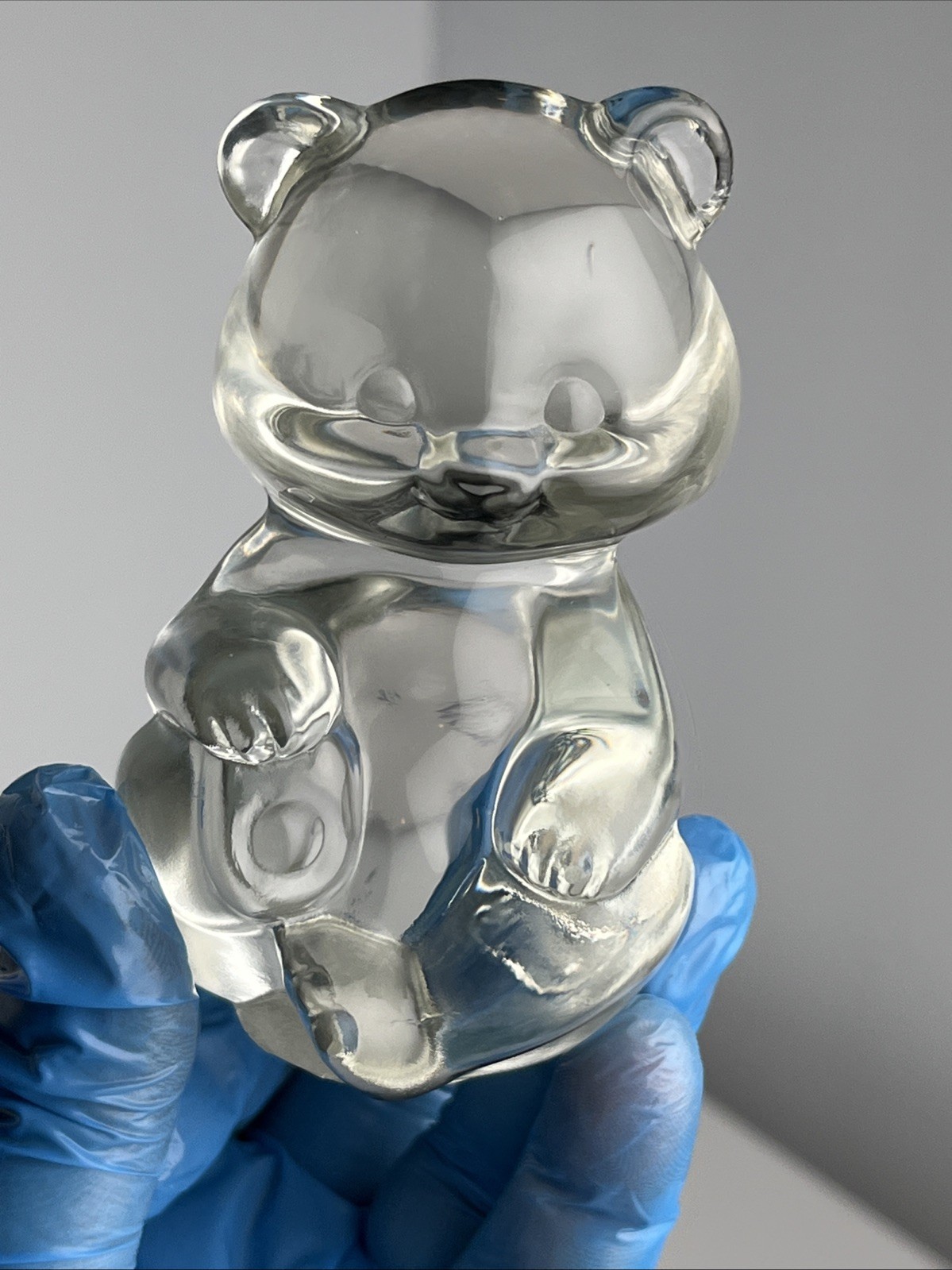 Fenton Art Glass Bear Figure Clear Sitting Paperweight Figurine 3.75” in