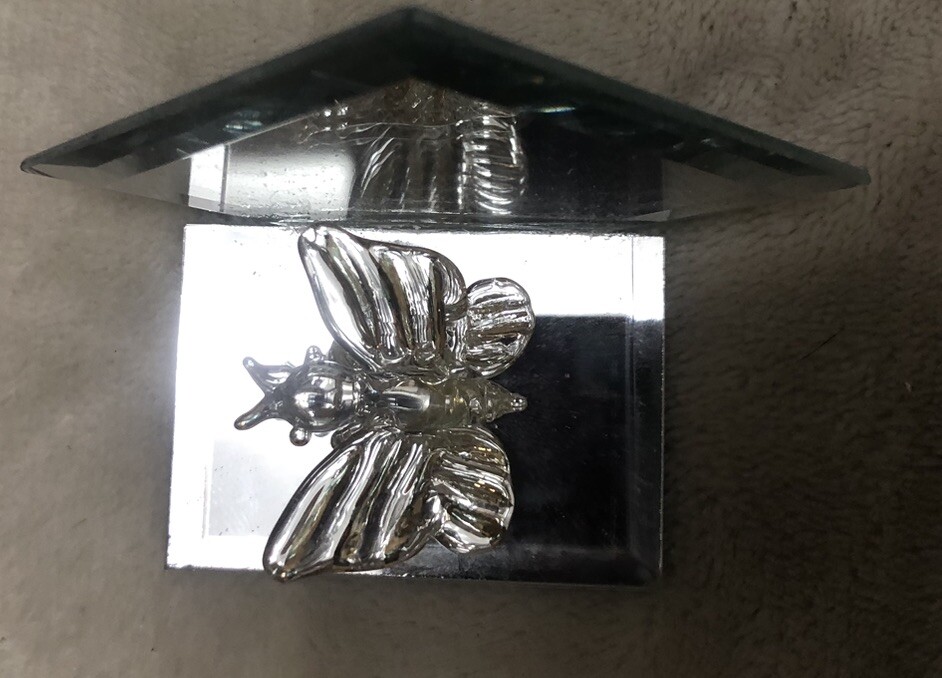 Glass Butterfly With Mirror Mini Figure Clear/Gold 1.5×3” NEW