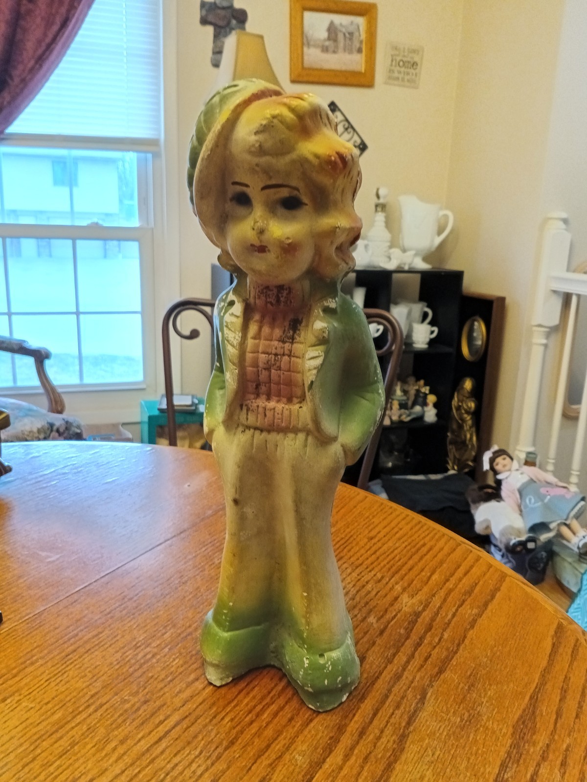 Vintage Chalkware Carnival Prize 1944 ‘Flapper Girl’ 15 In Tall