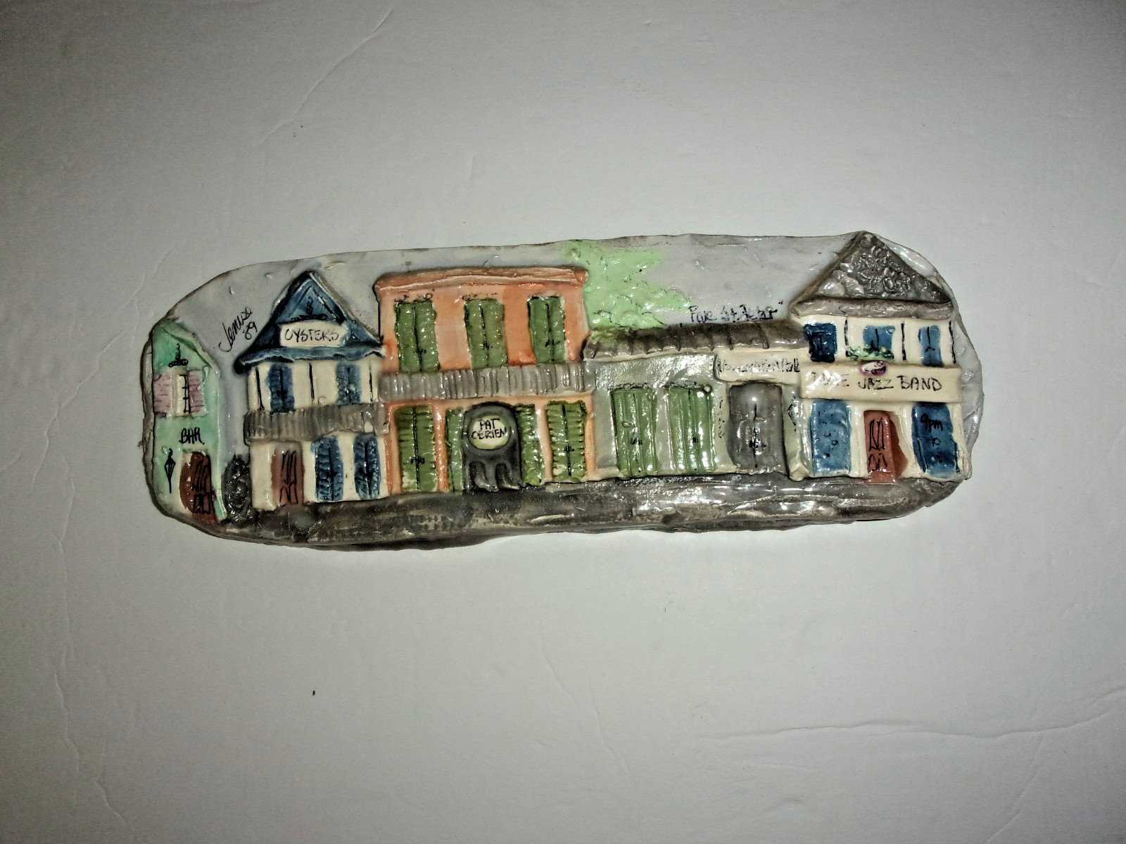 Clay Creations New Orleans Hand Painted Ceramic Plaque ~ Signed Jenise ’89