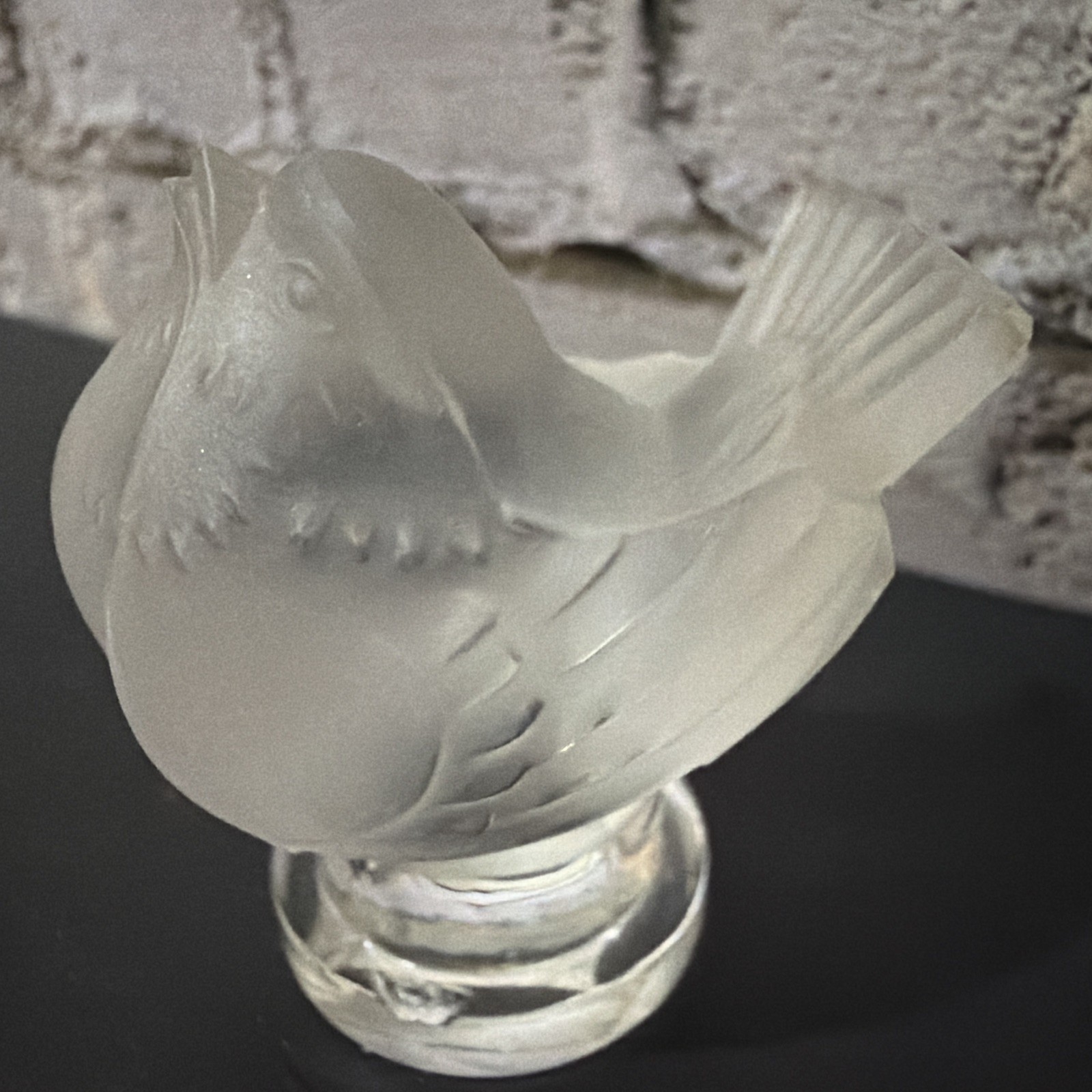 Lalique Crystal Bird Figurine Frosted Glass “Cristal Lalique Paris” Label