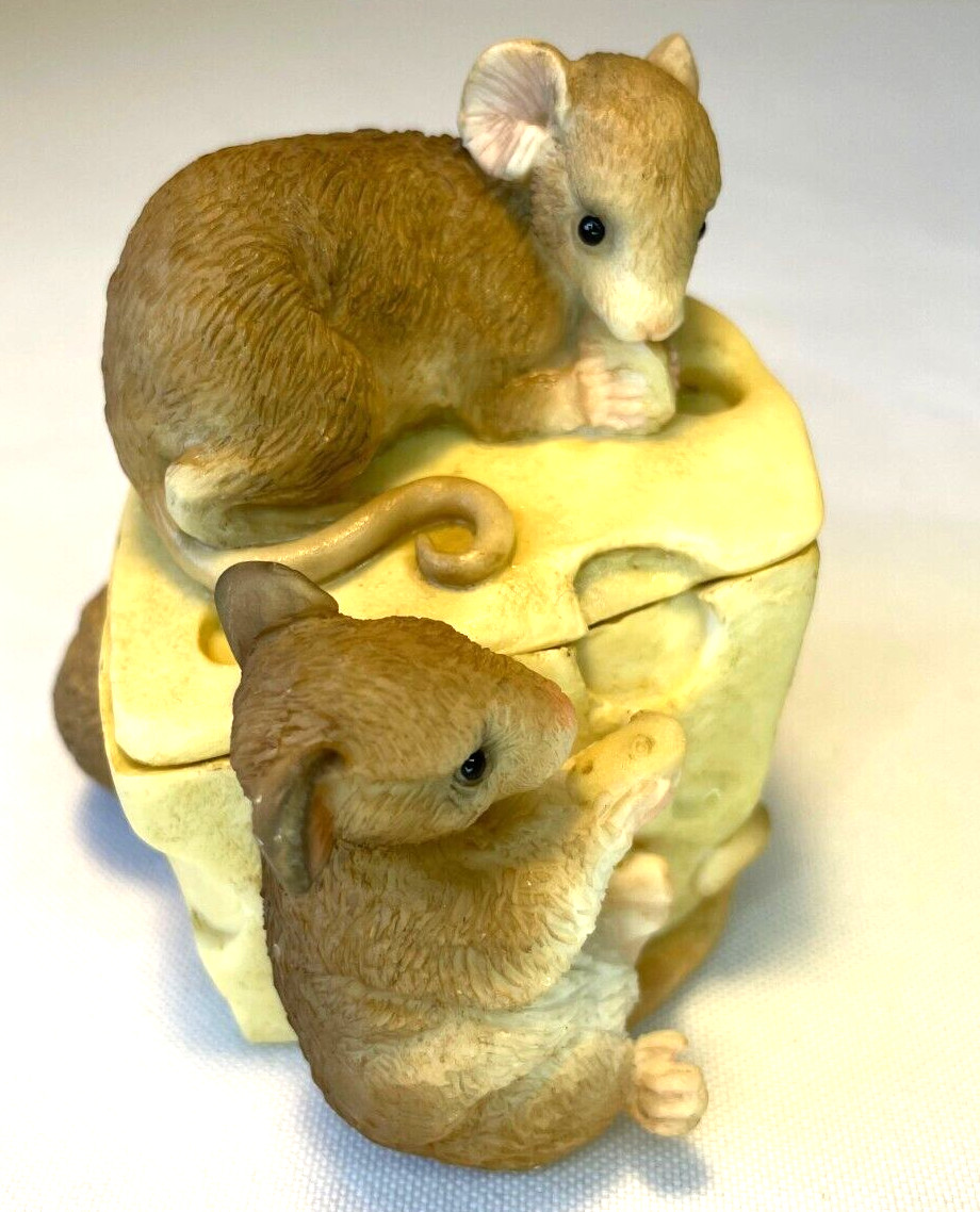 STONE CRITTERS CRITTER KEEPER MICE W GRADE A CHEESE Trinket Box