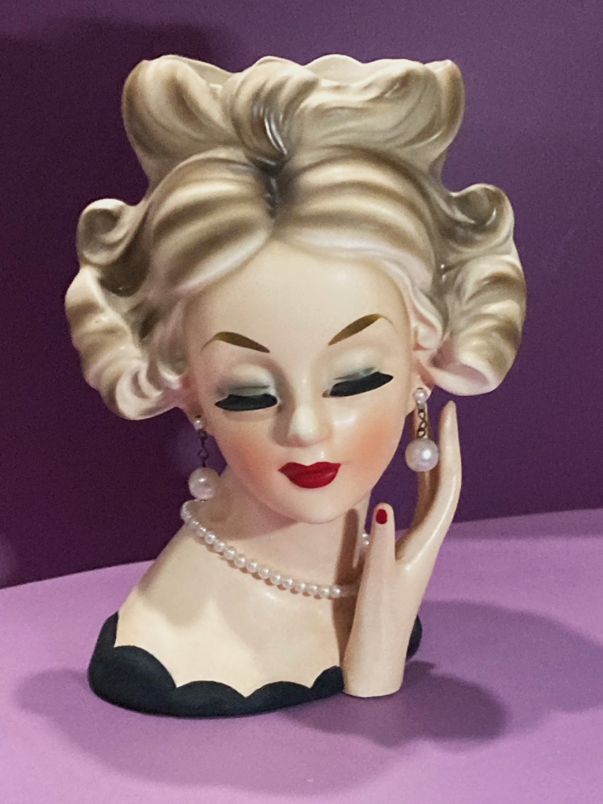 MISS NEW YORK TRIMONT XLG 7.5″ HEADVASE VTG LADY JAPAN HEAD VASE MINT!