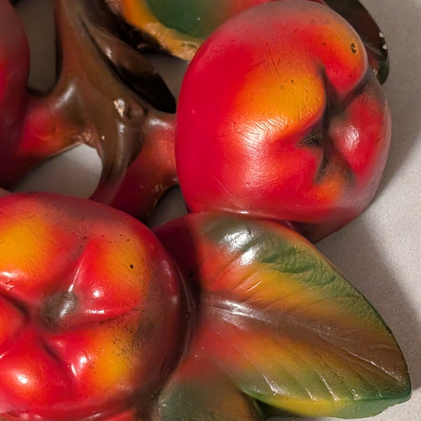 VTG Chalkware Red Apples on Branch Wall Hanging Decor 11″ x 8″