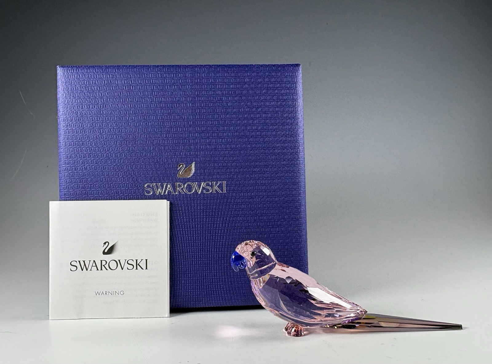 Swarovski Crystal Jungle Beats Parakeet Cha Cha Pink Bird Figurine Mint In Box
