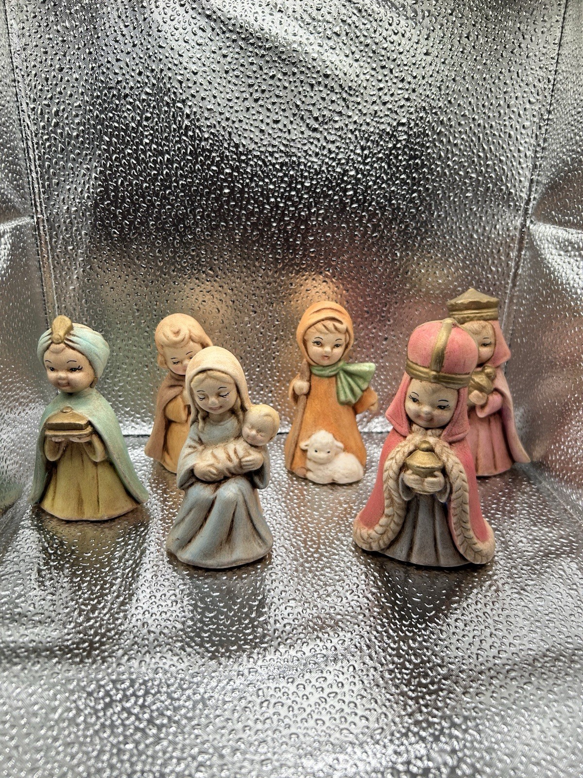 Vintage Josef Originals 6 Pc Nativity Set Wise Men Mary Baby Jesus Figurines 👀