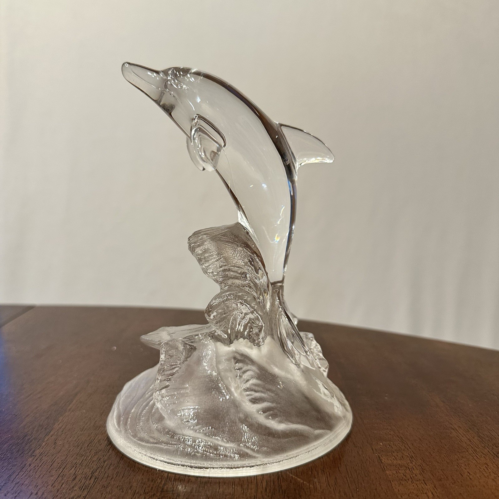 VINTAGE CRISTAL d’ARQUES GARANTI DOLPHIN FIGURINE About 6.5 Inches Tall
