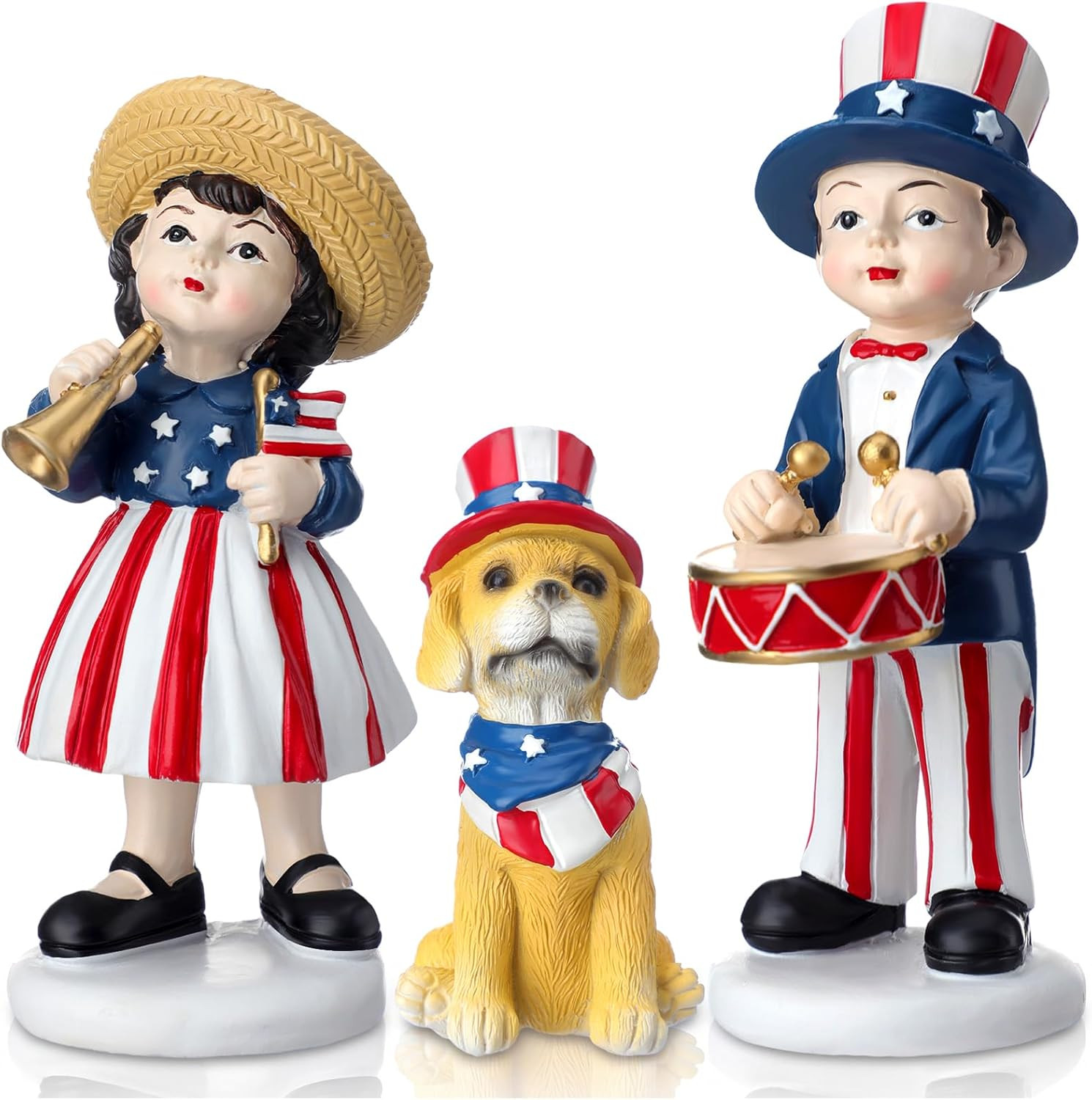 Vintage 3 Pcs Patriotic Statue Figurines Decoration Gifts 4Th of July Resin Stat