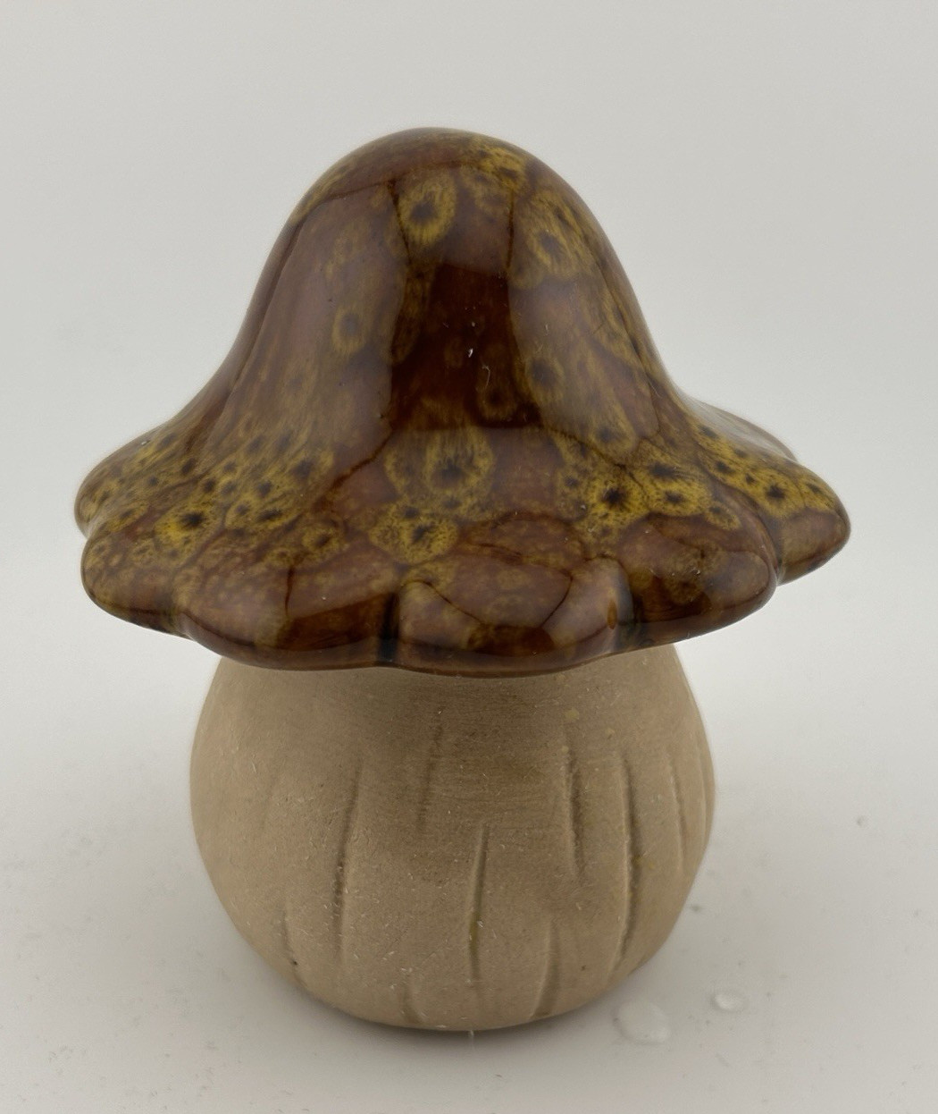 Brown Ceramic Glazed Mushroom 4” Fairy Garden, Indoor/Outdoor, Decor