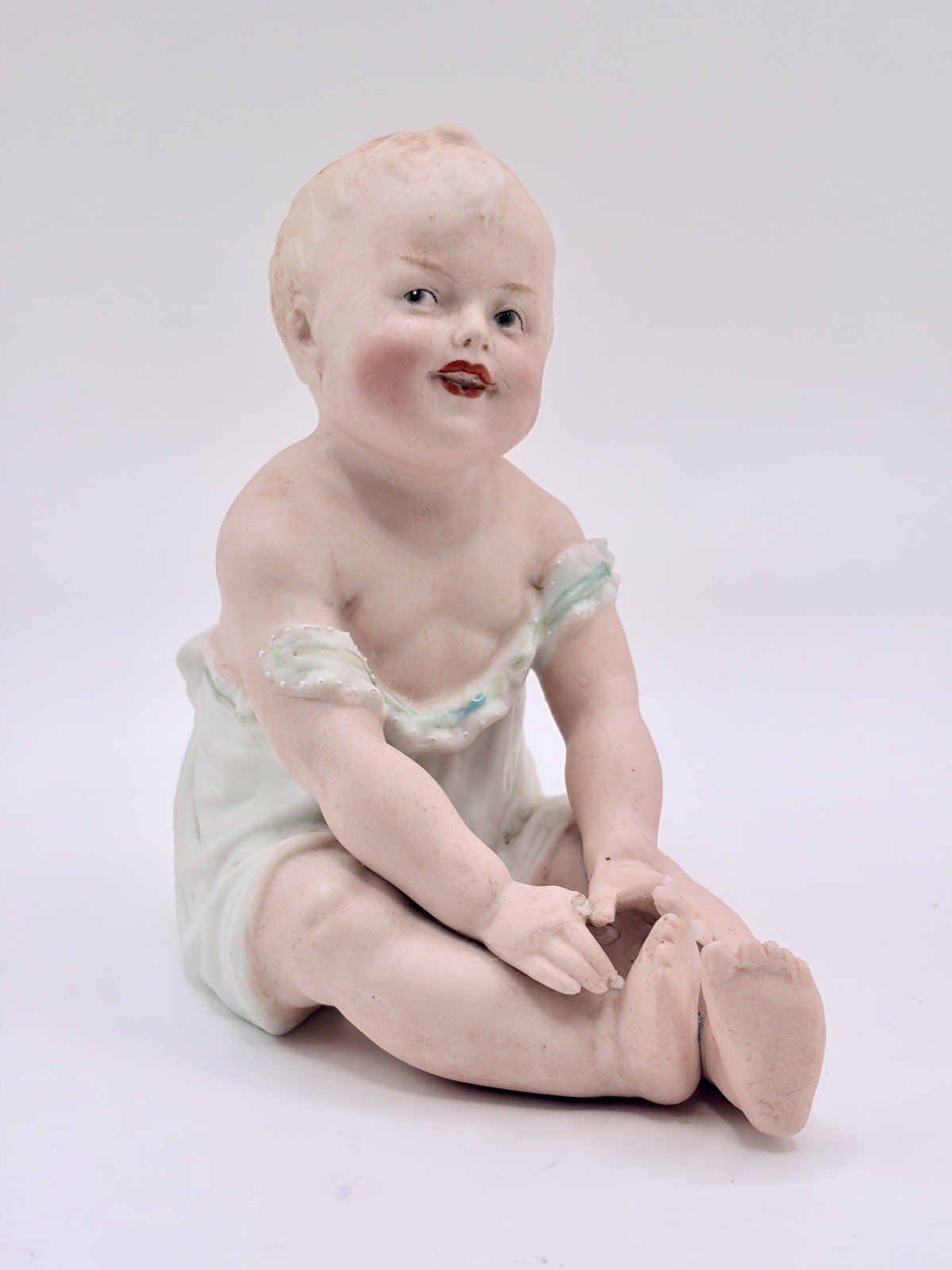 Gebruder Heubach-German Porcelain Bisque Sitting Piano Baby 5” MISSING 2 FINGER