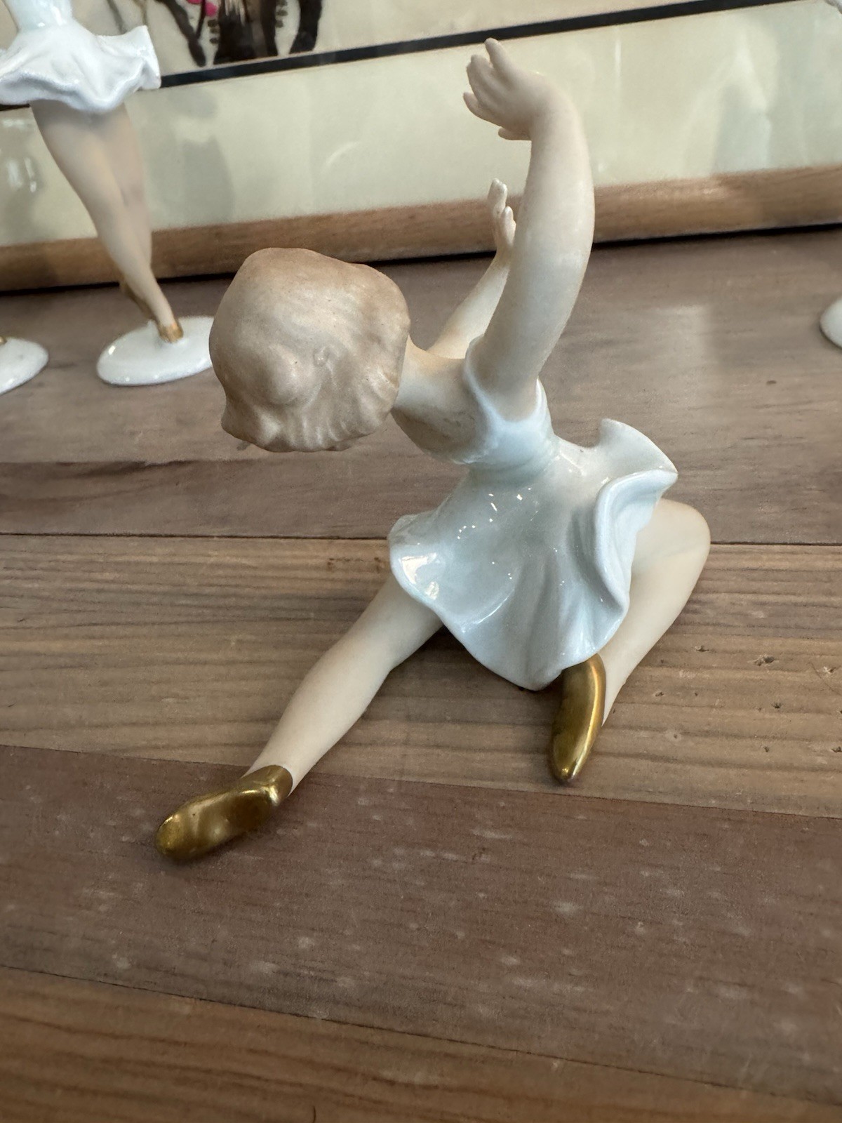 Wallendorf Porcelain Ballerina Figurines Set4 White & Gold German Ballet Dancer