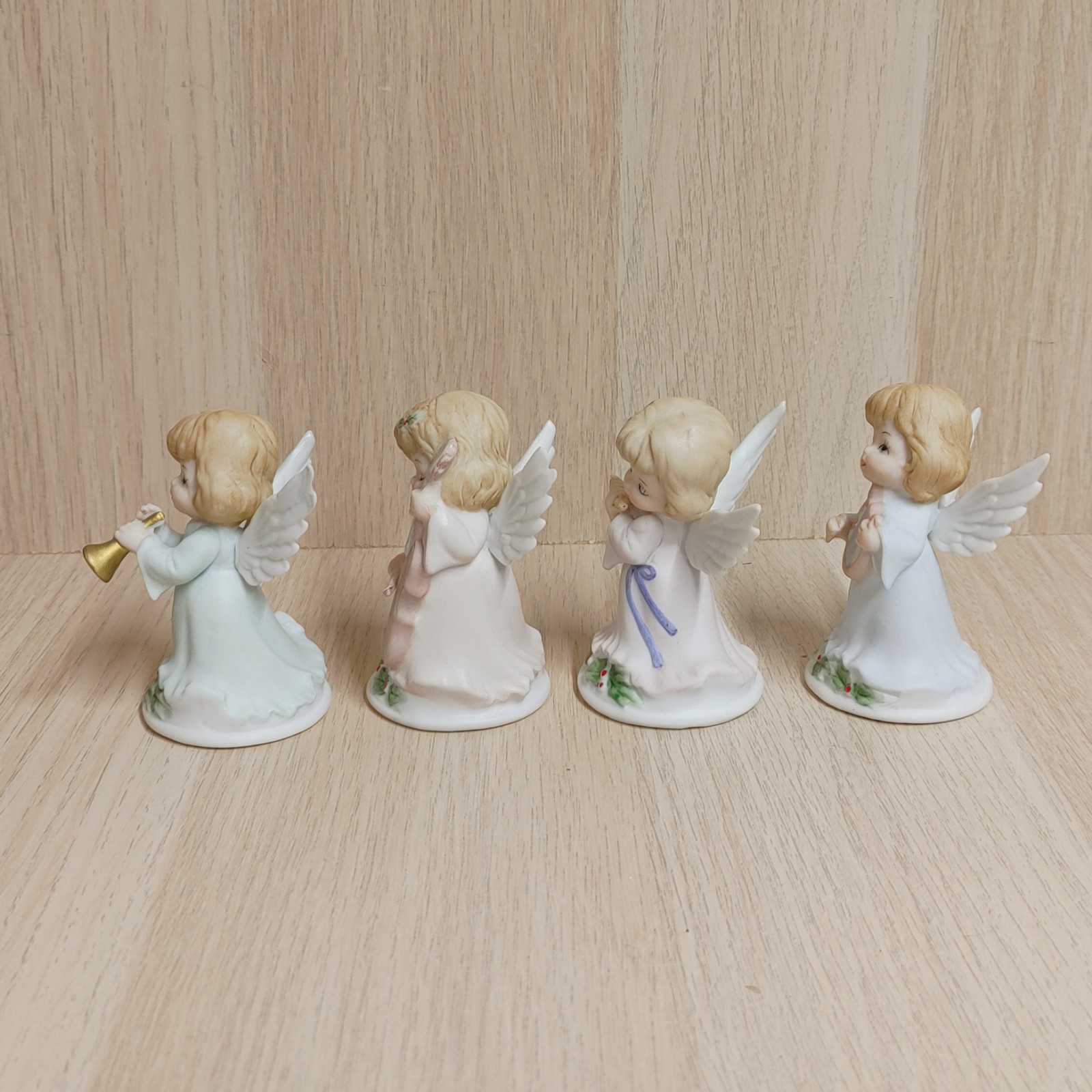 Vintage Lefton Angels Playing Instruments Figurine Set Of 4 Porcelain Christmas