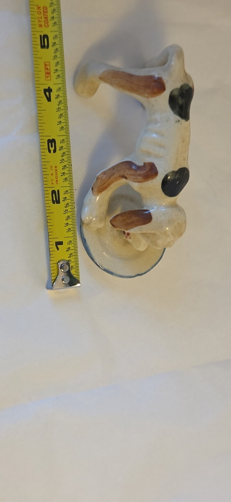 VTG Ceramic Bloodhound Hound Dog Licking Plate Figurine Hand Painted JAPAN
