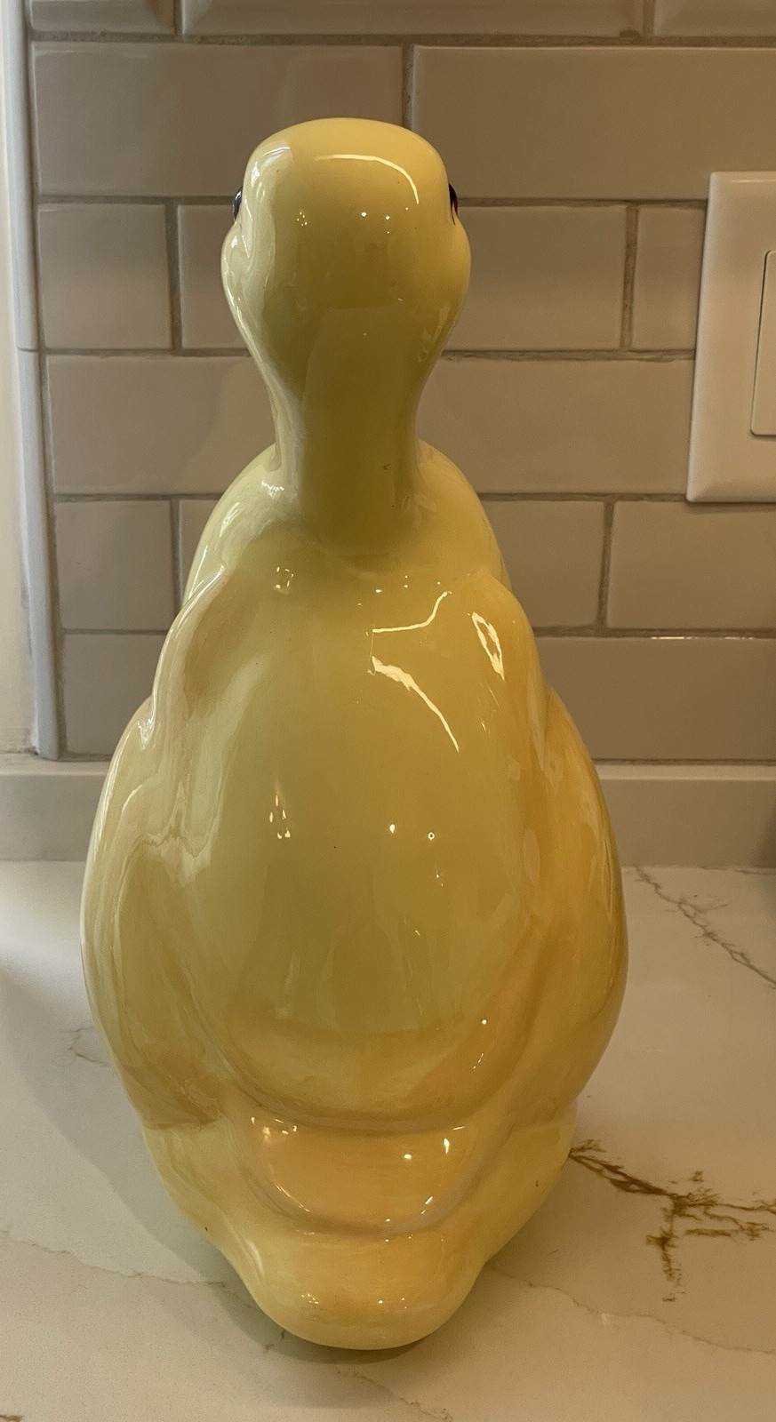 Vintage Ceramic Large Duck Yellow 12 in Decor Cottage Granny Country Pottery