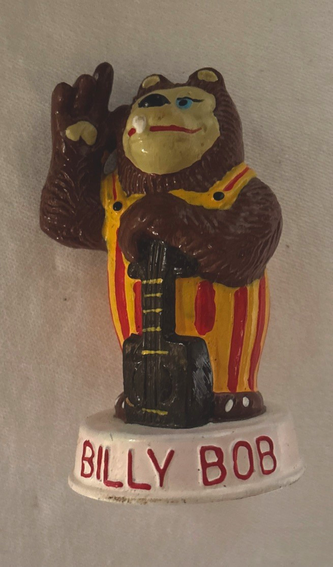 Showbiz Pizza Time Inc. Billy Bob Bear Figurine 1987 Plastic Striped Collectible