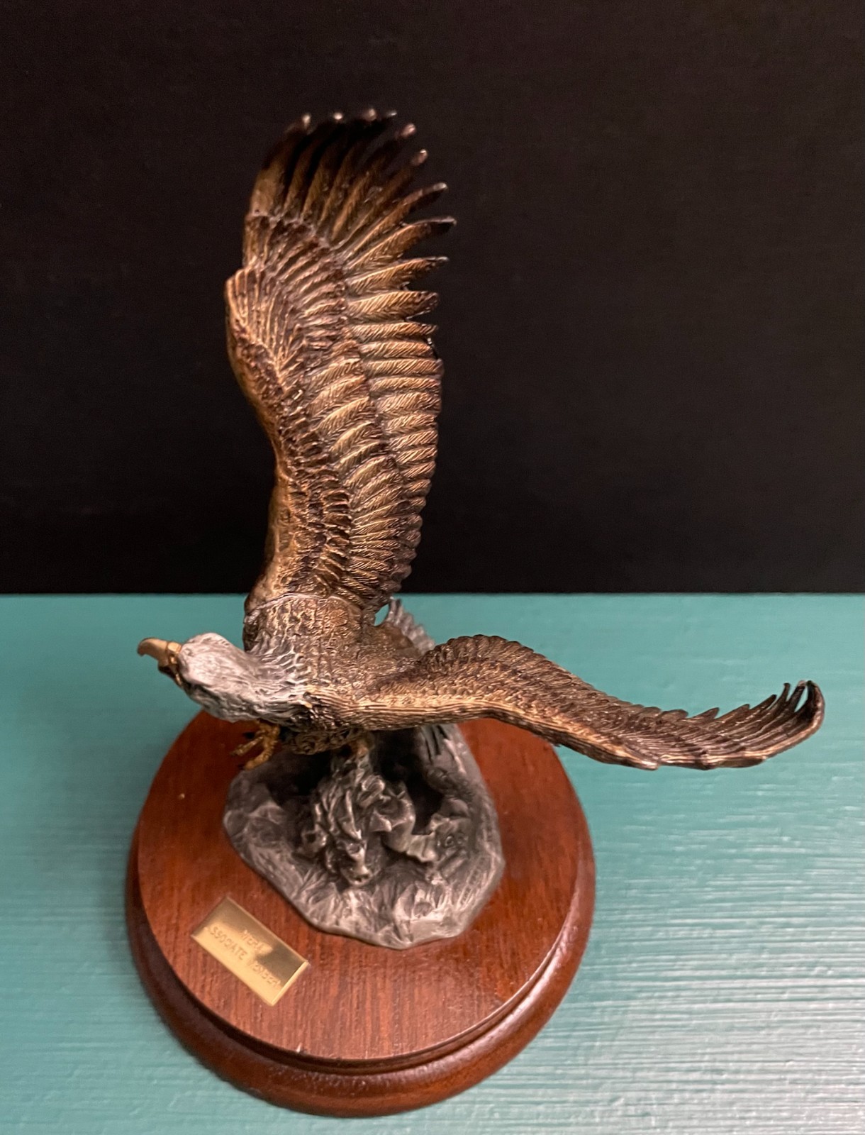 Chilmark Liberty Painted Pewter American Bald Eagle Flight Patriotic Art Statue