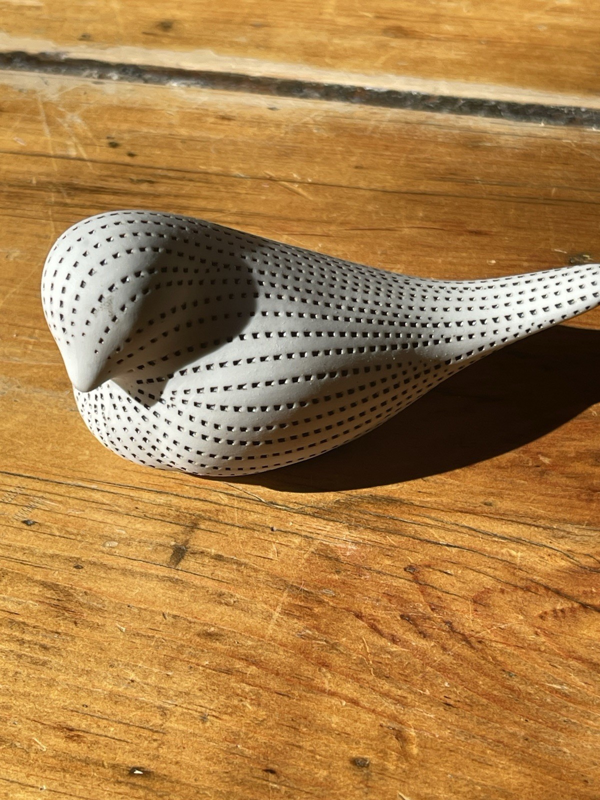 Porcelain Black And White Debossed Bird Figurine