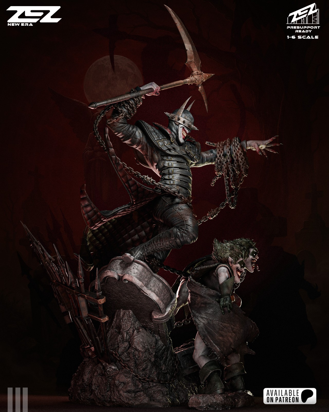 Batman Who Laughs 3D Resin Printed Statue – DC Unpainted Model Kit – 1/4–1/12
