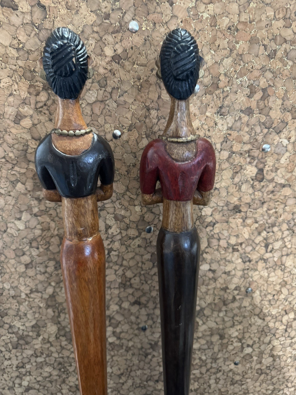 Vintage Set Of 2 Pier One 27″ Slender Faceless Women Statues, Modernist