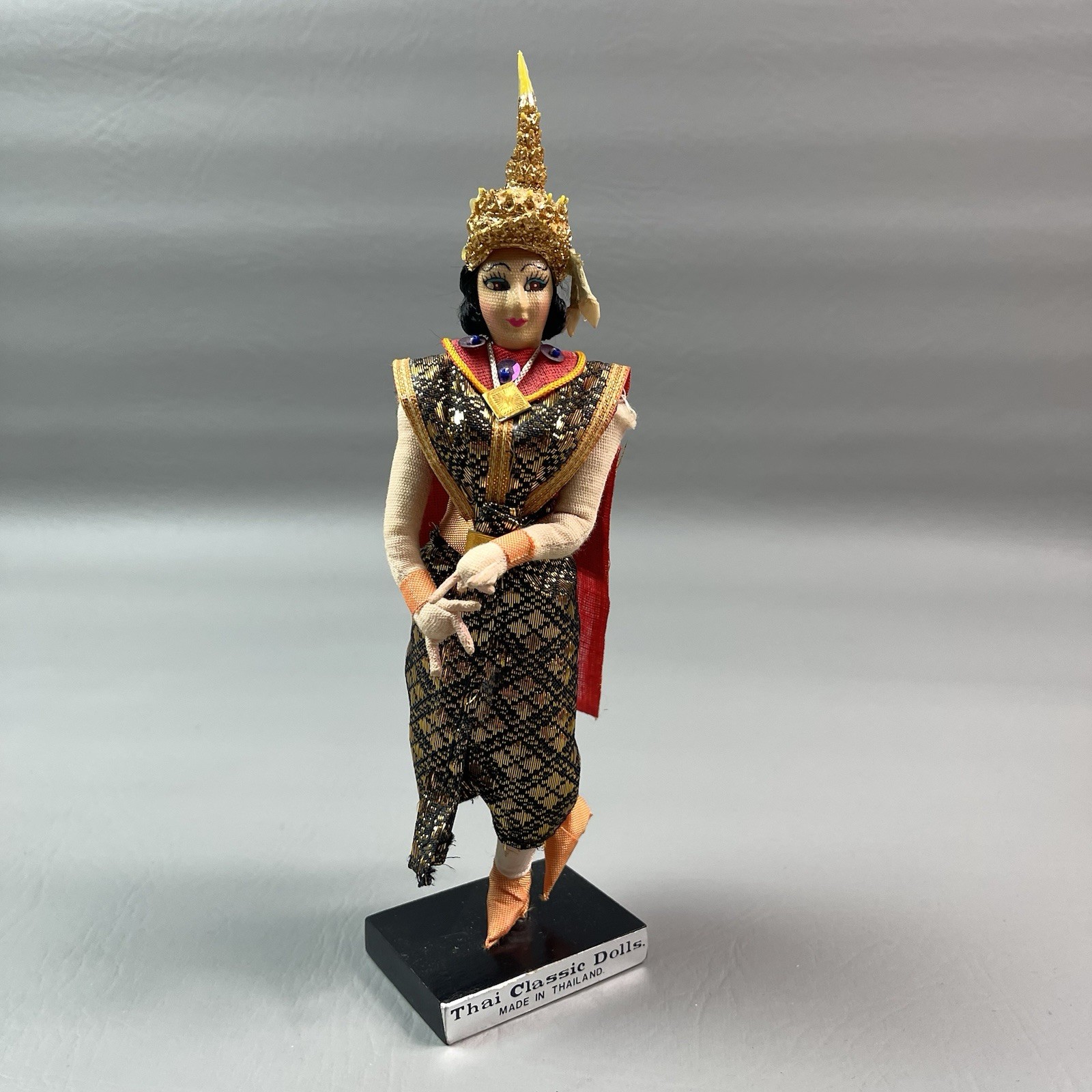 Thai Classic Dolls Traditional Dancer Costume Gold Headdress Made Thailand