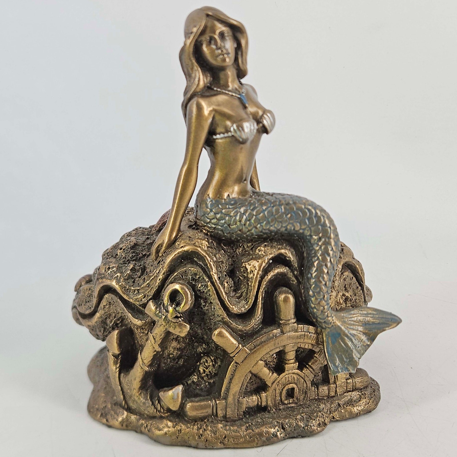 Summit Collection Art Nouveau bronze color Mermaid on shell figurine