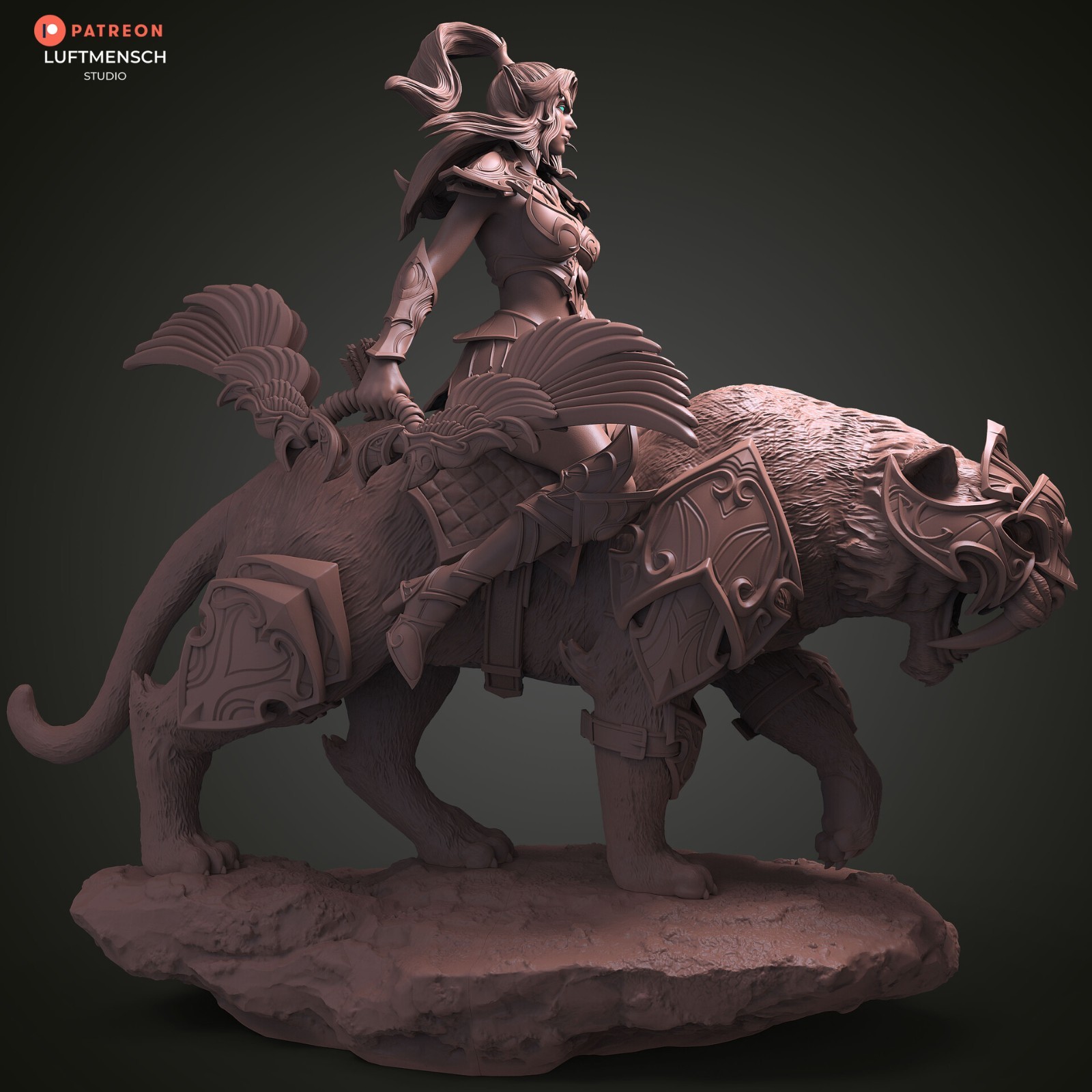 Tyrande & Ashalah | Night Elf Huntress | UNPAINTED 1/6 Scale Resin Kit