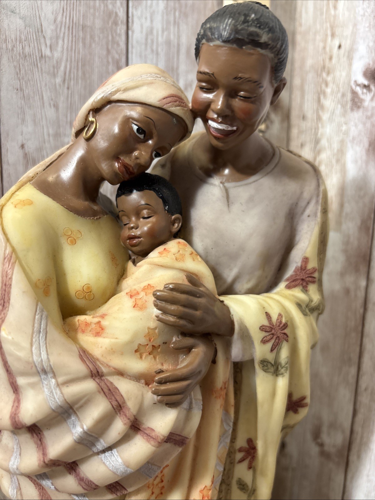 African American Family 13” Figure Mother Father Baby HandPaint FREE SHIP *Read