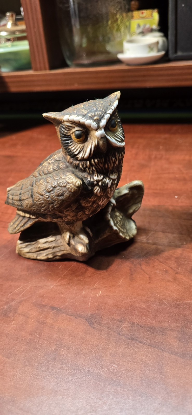 Vintage 1970s 1980s Pair Porcelain Owl Figurines Home Interiors HOMCO 1114 NOS
