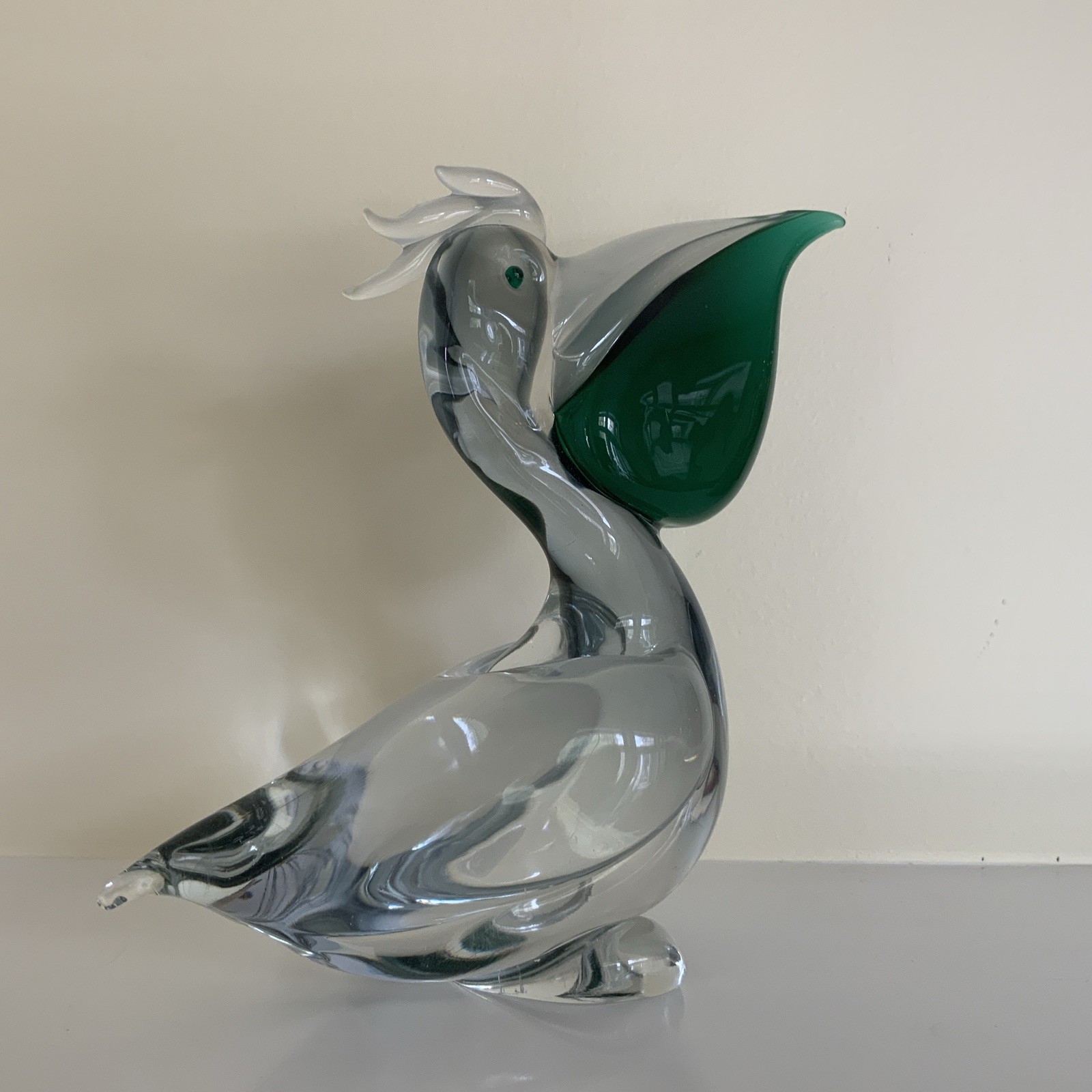 Signed Italian Murano Glass Pelican Oggetti Art Glass Sculpture