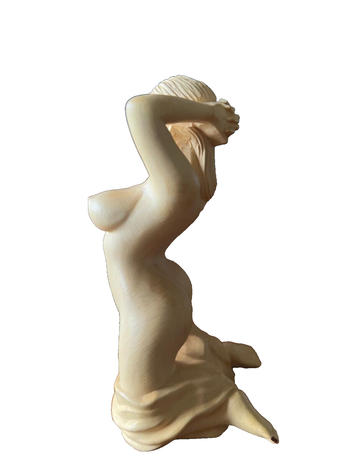 Hand Carved Model Sexy Beauty Girl Woman Boxwood Art Sculpture Statue Figurine