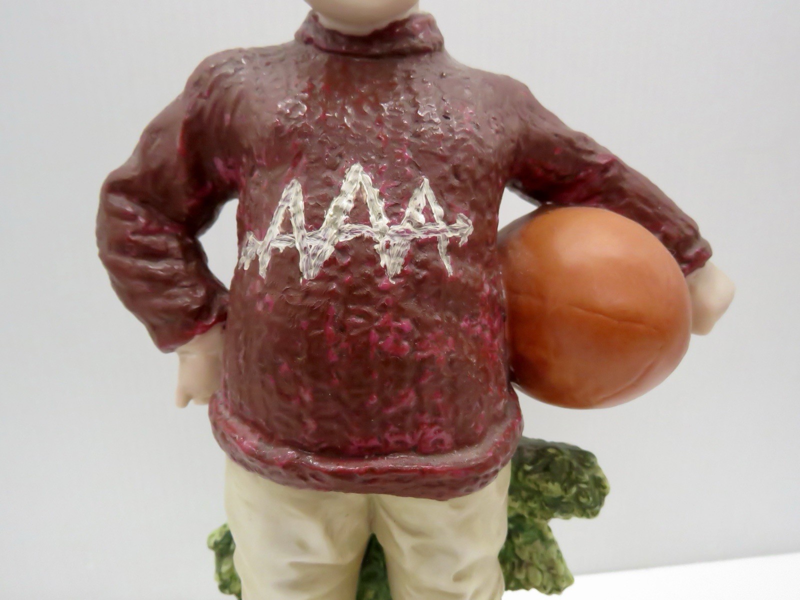 Rare Antique German Bisque Porcelain HEUBACH Boy Football Rugby Figurine 10”