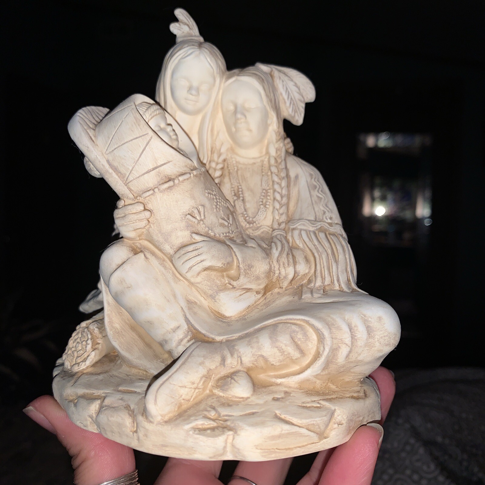 VTG Native American Women holding Baby with Child Ceramic Sculpture