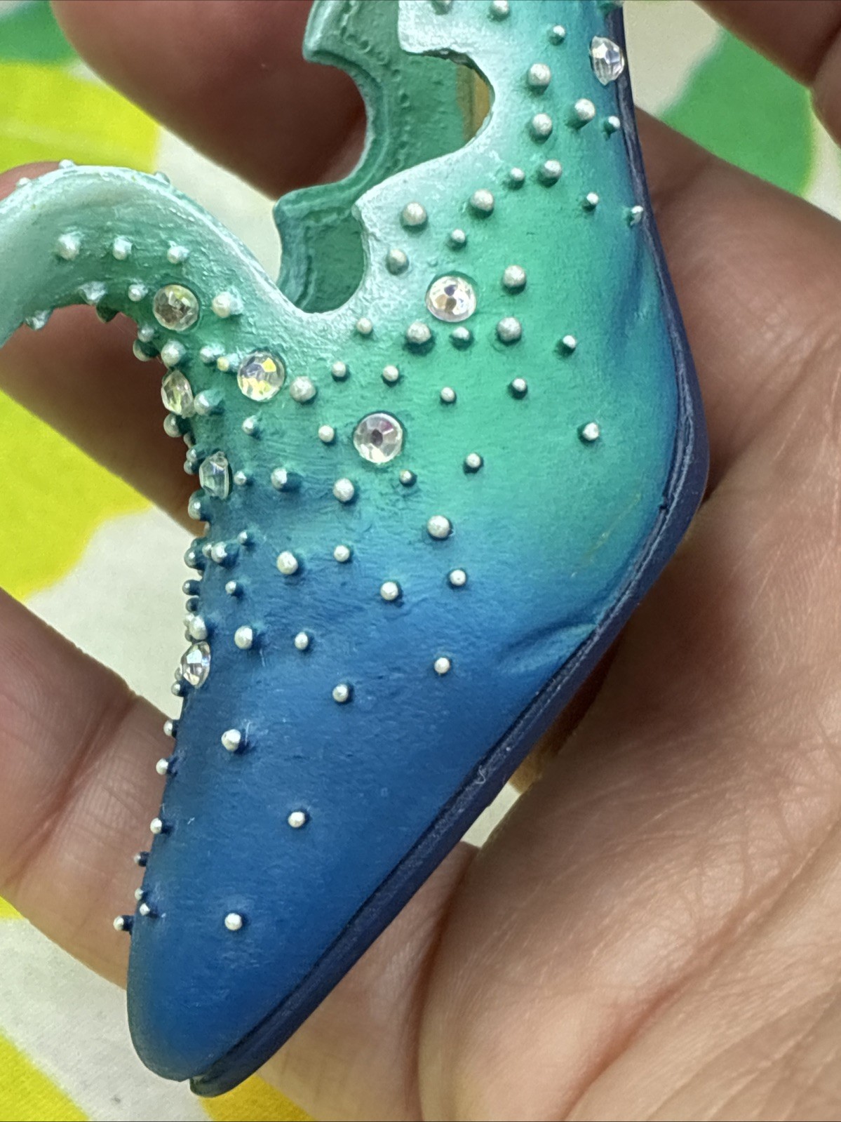 Just The Right Shoe By Raine “The Wave” Ceramic Decorative Miniture Heel Blue