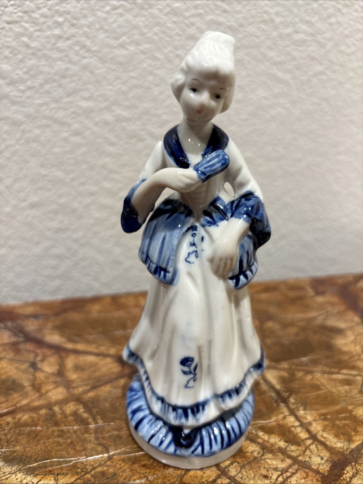 Vintage Porcelain Lady Figurine: Collectible French Statue, 6″ Tall