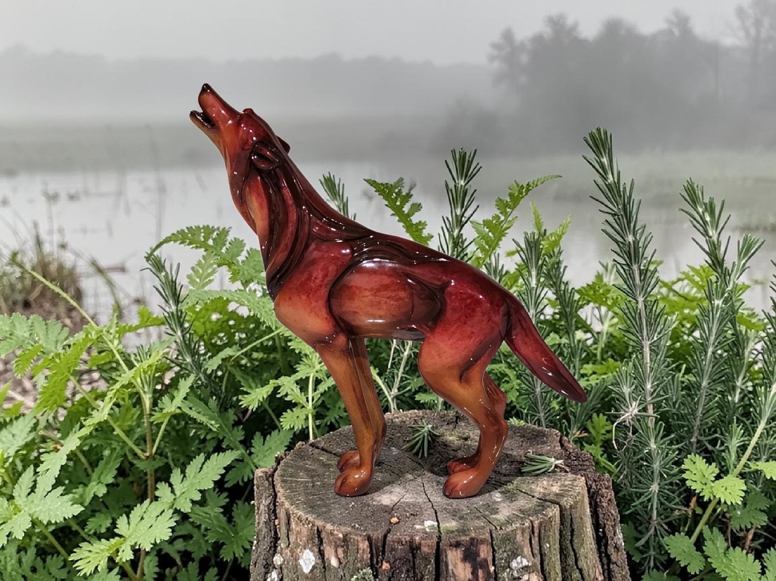 IMAGO SOPRANO (RUBY) Howling Wolf Sculpture By STEPHEN HERRERO. 2007