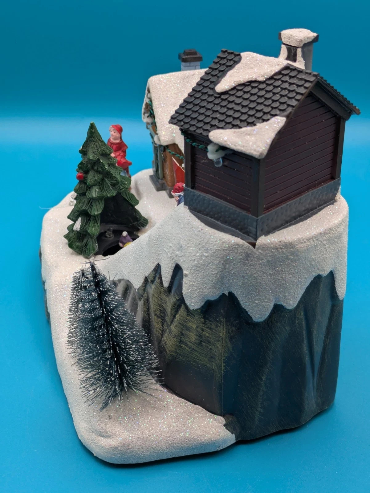 SNOWY DAY SLEDDING TABLETOP LIGHTED ANIMATED MUSICAL SCENE